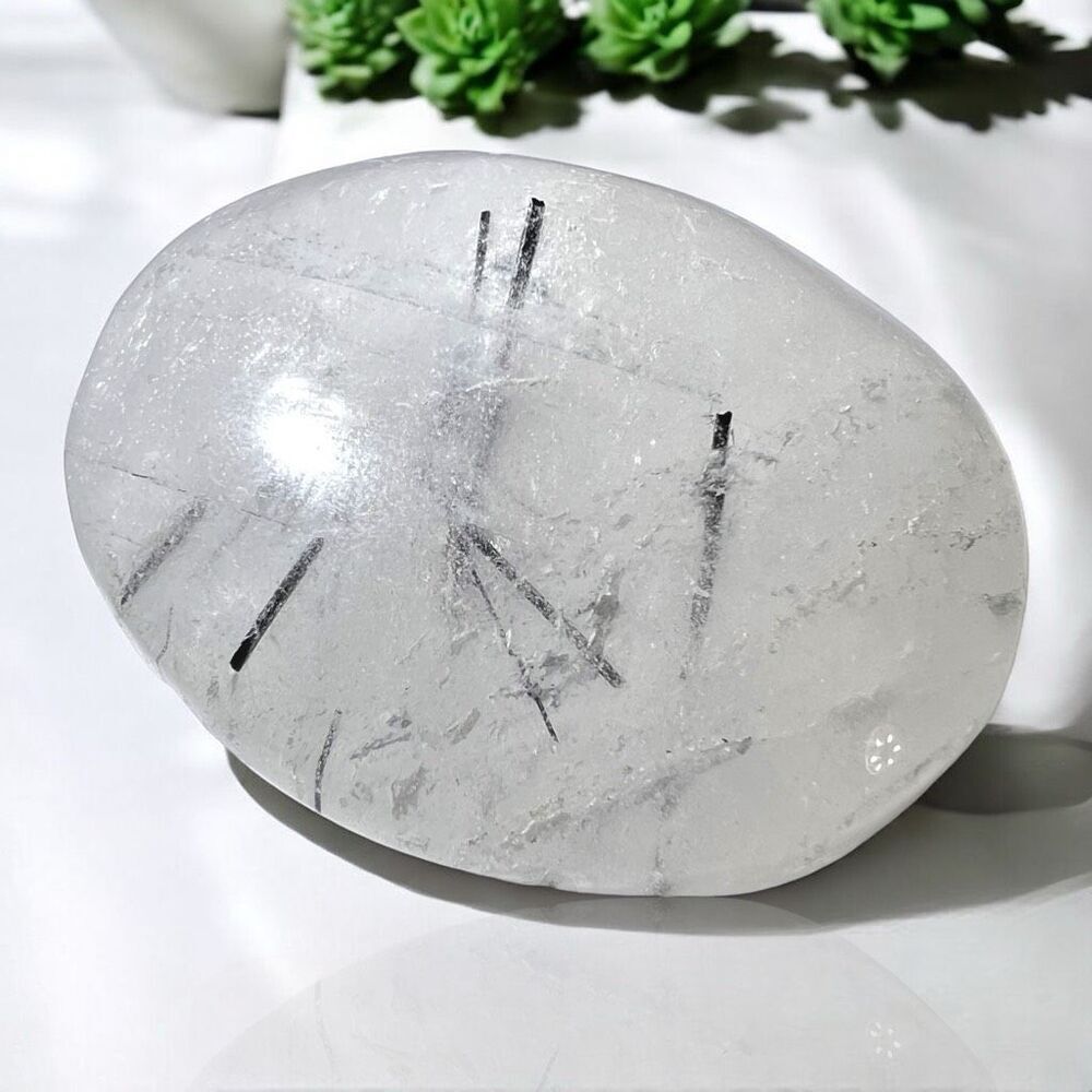 Black‎ Rutilated Quartz Crystal Palmstone